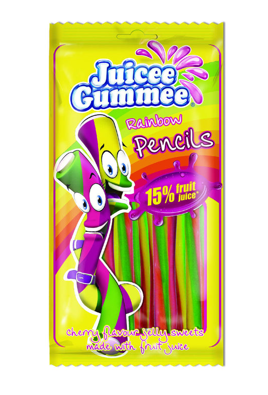 JUICEE GUMMEE Rainbow Pencils Cherry Flavor Gummies Gummy Candy 85g 3oz