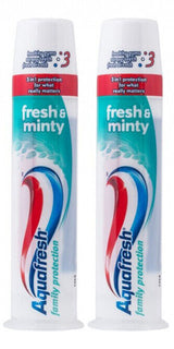 2 AQUAFRESH Fresh & Minty Pump Toothpaste 3in1 Protection 100ml