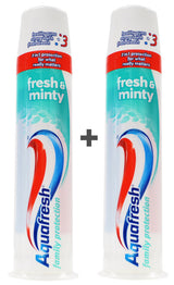 2 AQUAFRESH Fresh & Minty Pump Toothpaste 3in1 Protection 100ml