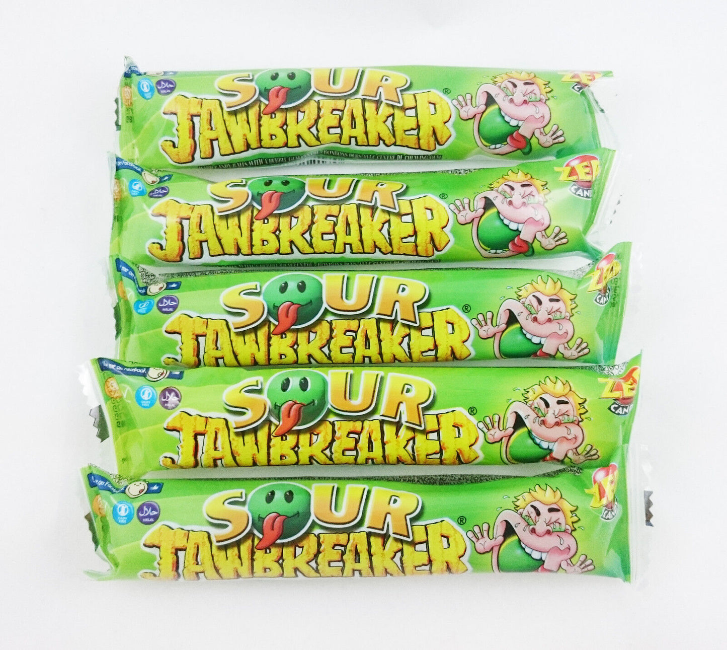 5 JAWBREAKER Sour Rock Candy Balls with Bubble Gum Center 41g 1.44oz