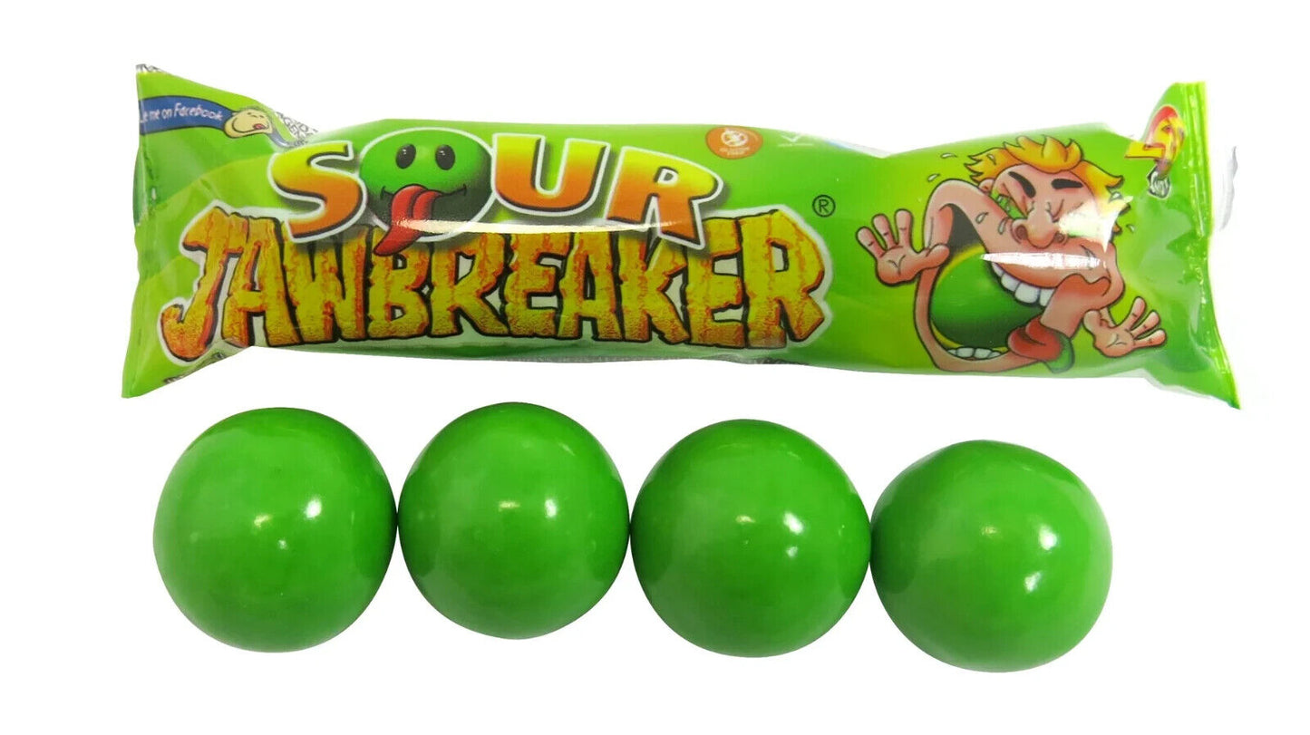 5 JAWBREAKER Sour Rock Candy Balls with Bubble Gum Center 41g 1.44oz