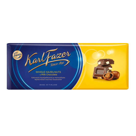 Karl Fazer Milk Chocolate with Whole Hazelnuts Scandinavian Sweets 200g 7oz