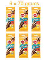 6 PEDIGREE RODEO BEEF Dog Treats Packs with Omega3 Vitamins & Minerals 70g 2.5oz