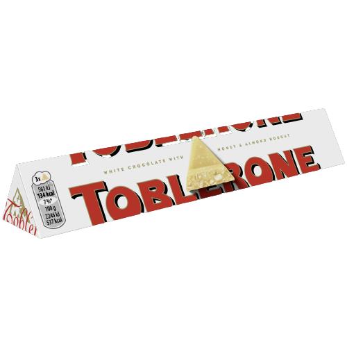 TOBLERONE WHITE Chocolate Bar with Honey & Almond Nougat 100g 3.5oz