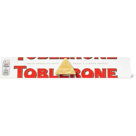 TOBLERONE WHITE Chocolate Bar with Honey & Almond Nougat 100g 3.5oz