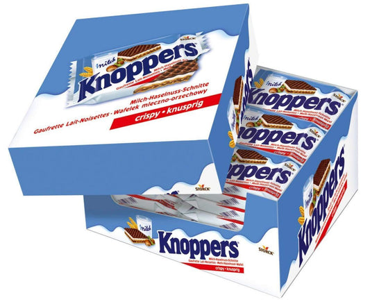 KNOPPERS German Chocolate Wafers With Milk Filling Snacks Candy (Pack of 24)