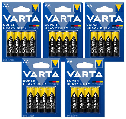 20 VARTA SUPER HEAVY DUTY AA 1.5V MN1500 LR6 15A U12 Zinc Carbon Batteries NEW
