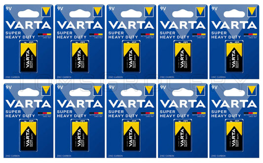 10 VARTA SUPER HEAVY DUTY 9V Block Batteries 6F22 6LR61