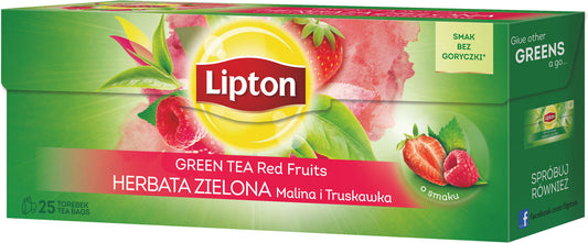 Lipton Green Tea Red Fruits Strawberry & Raspberry Flavor 25 Teabags