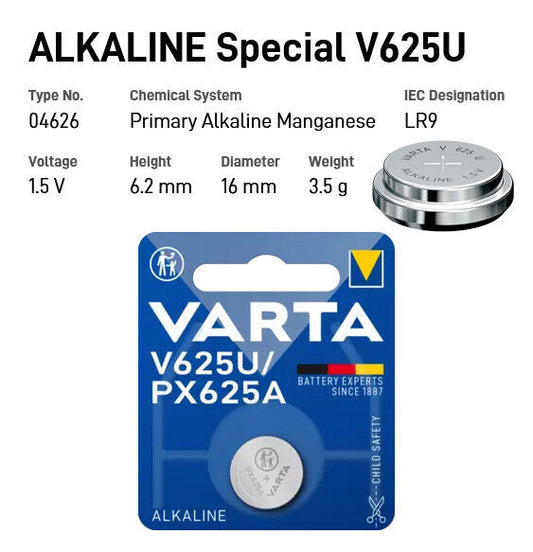VARTA V625U PX625A LR9 KX625 CA16 PX625 MR9 Button Cell Tablet Battery 200mAh