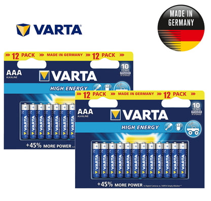 24 x VARTA High Energy AAA LR03 4903 MN2400 1.5V German Batteries
