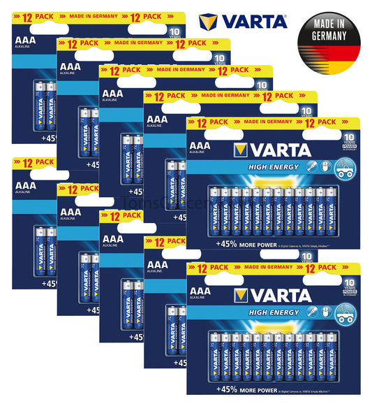 120x VARTA High Energy AAA LR03 4903 MN2400 1.5V German Batteries