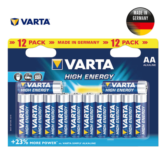 12x VARTA High Energy AA LR6 4906 MN1500 1.5V German Powerful Batteries