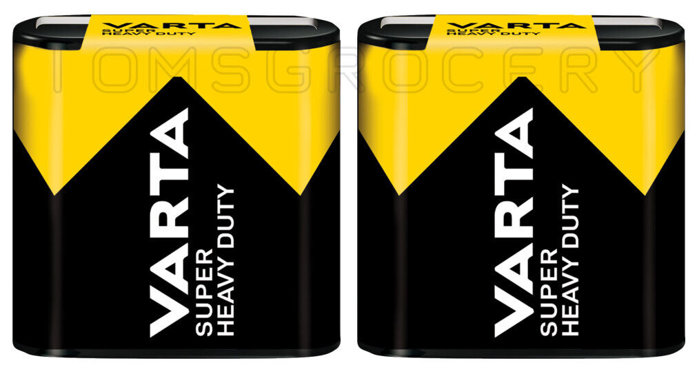 2 VARTA SUPER HEAVY DUTY 3R12 4.5V Zinc Carbon Batteries