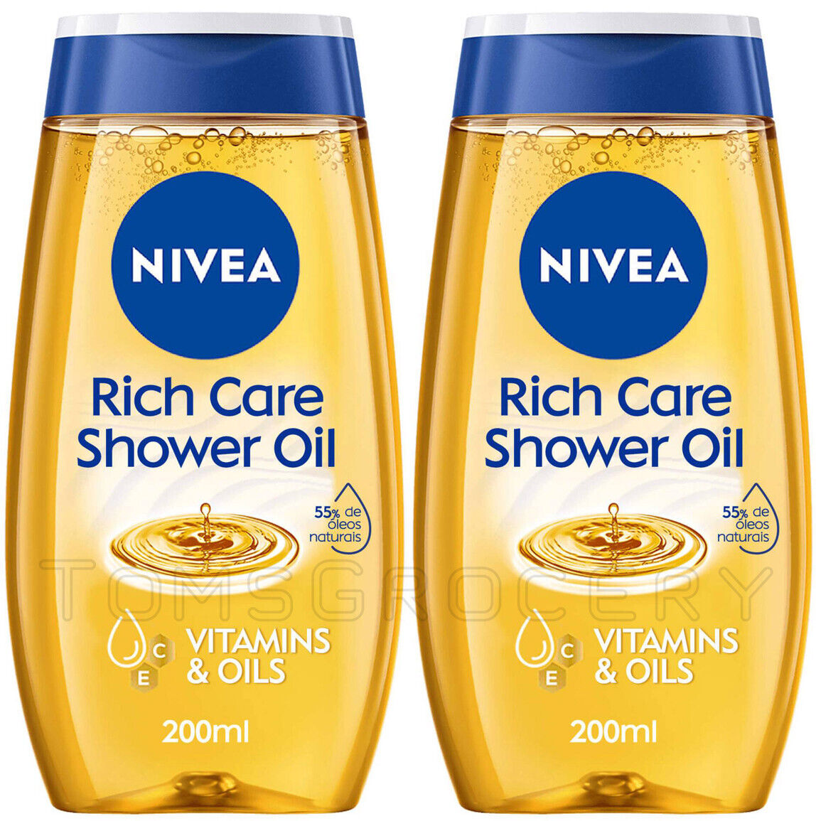 2 NIVEA RICH CARE Natural Pampering Shower Oil For Dry Skin 200ml 6.7 fl. oz