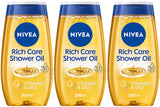 3 NIVEA RICH CARE Natural Pampering Shower Oil For Dry Skin 200ml 6.7 fl. oz