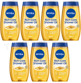 7 NIVEA RICH CARE Natural Pampering Shower Oil For Dry Skin 200ml 6.7 fl. oz