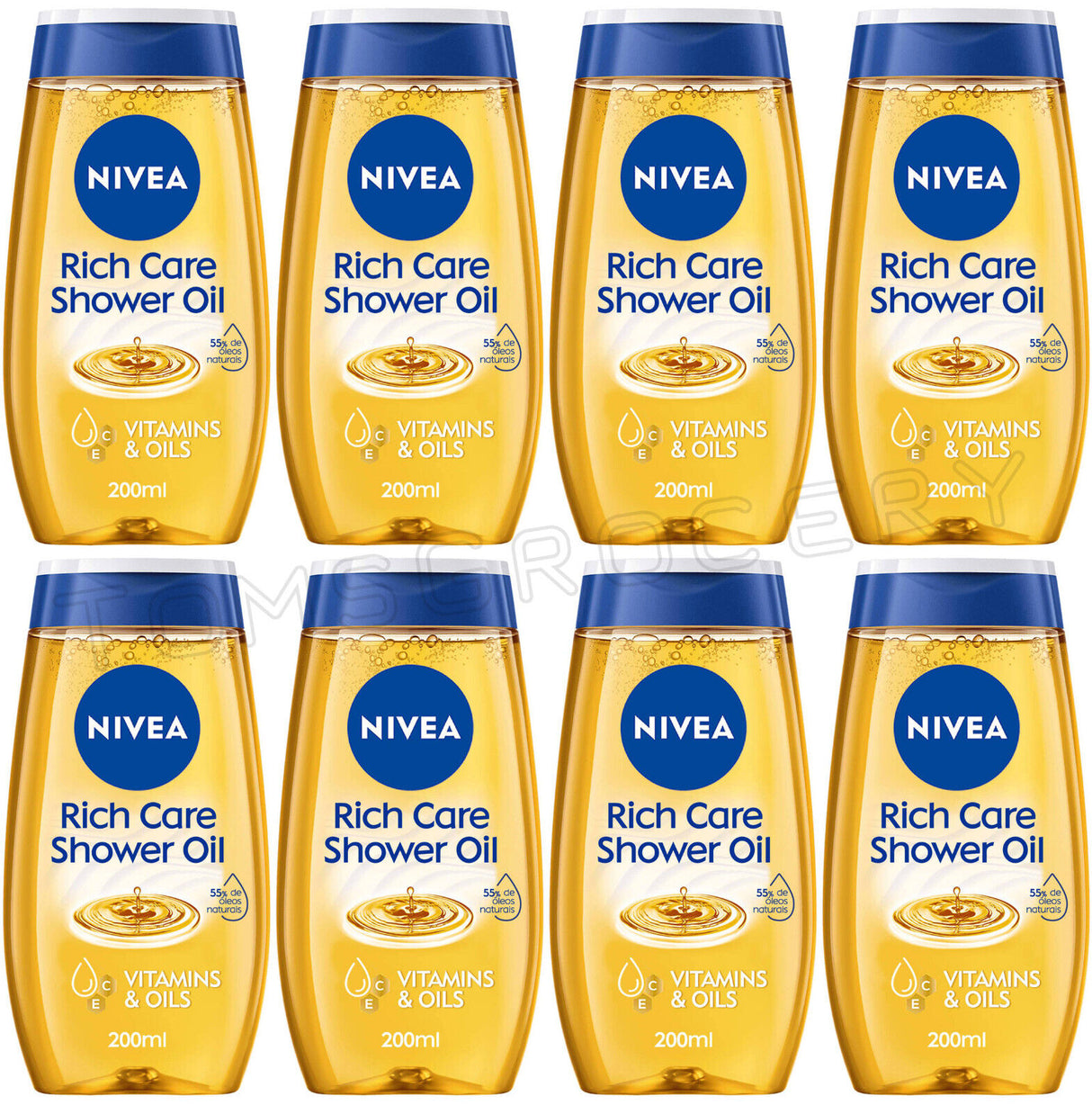 8 NIVEA RICH CARE Natural Pampering Shower Oil For Dry Skin 200ml 6.7 fl. oz