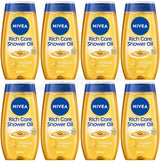 8 NIVEA RICH CARE Natural Pampering Shower Oil For Dry Skin 200ml 6.7 fl. oz