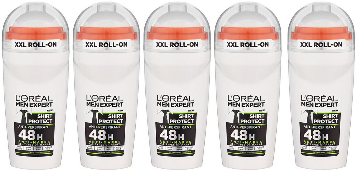 5 L'OREAL MEN EXPERT SHIRT PROTECT XXL Roll On 48h Anti-Marks Deodorant 50ml