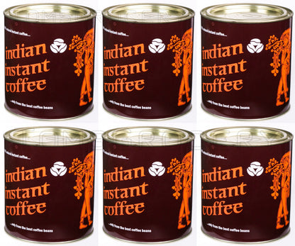 6 INDIAN INSTANT COFFEE Tins 100% Natural Coffee From Best Beans 180g 6.4oz