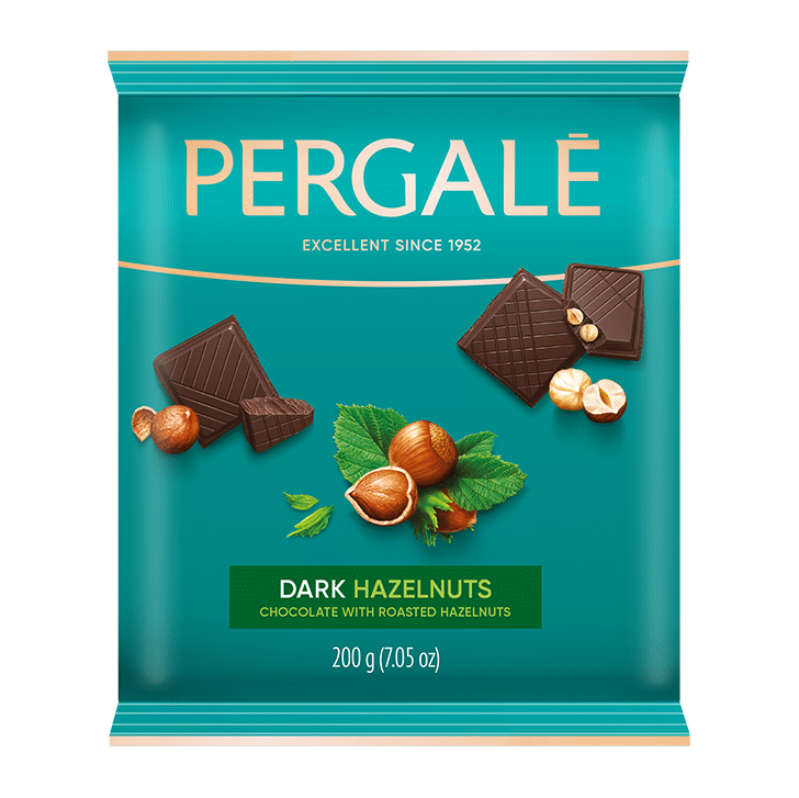 PERGALE Dark Chocolate Bar with Roasted Hazelnuts 200g