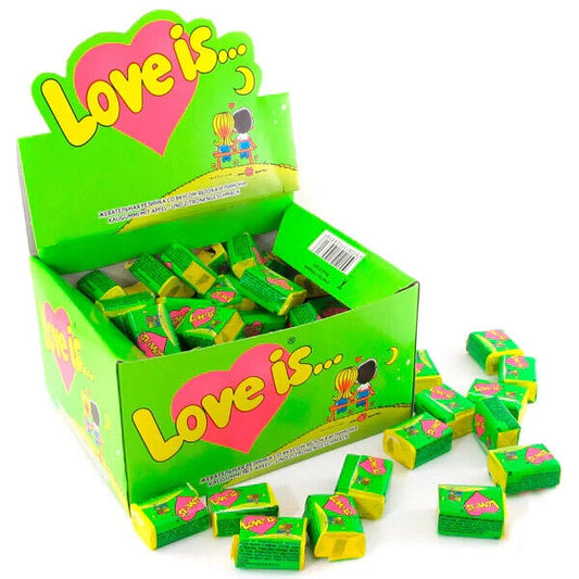 LOVE IS... GREEN Apple & Lemon Flavor 100 Bubble Gums Box