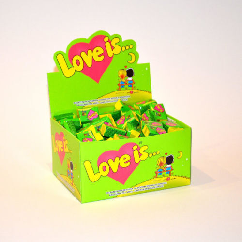 LOVE IS... GREEN Apple & Lemon Flavor 100 Bubble Gums Box