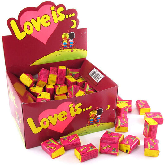 LOVE IS... RED Cherry & Lemon Flavor 100 Bubble Gums Box