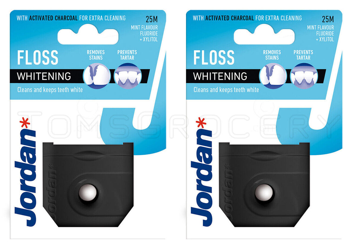 2 x JORDAN Whitening Dental Floss With Charcoal Removes Stains Prevents Tartar