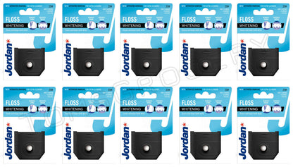10 JORDAN CHARCOAL Whitening Dental Floss Packs Removes Stains Prevents Tartar
