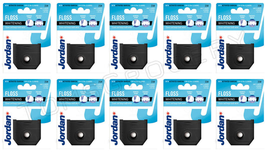 10 JORDAN CHARCOAL Whitening Dental Floss Packs Removes Stains Prevents Tartar