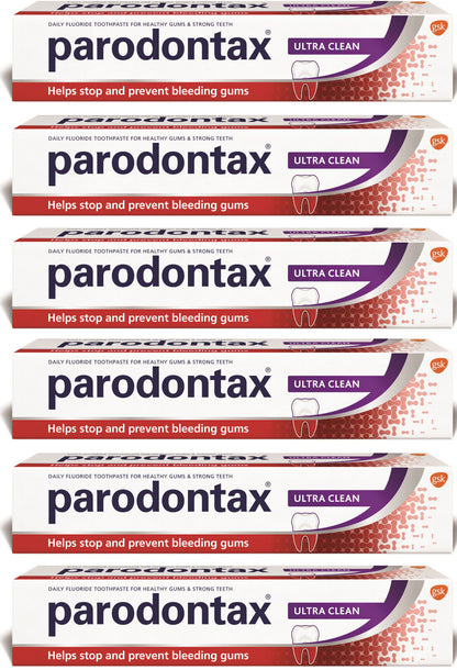 6 PARODONTAX ULTRA CLEAN Daily Fluoride Toothpaste for Bleeding Gums 75ml