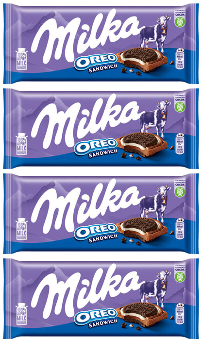 4 MILKA OREO SANDWICH Alpine Milk Chocolate Bar Sweets Candy 92g 3.2oz