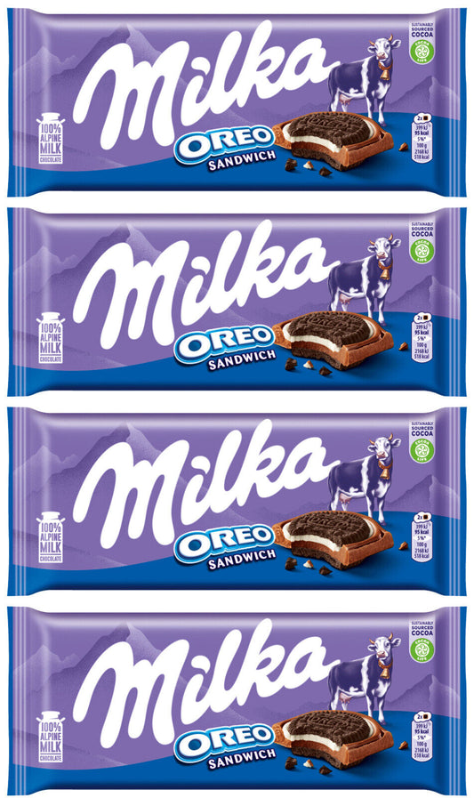 4 MILKA OREO SANDWICH Alpine Milk Chocolate Bar Sweets Candy 92g 3.2oz