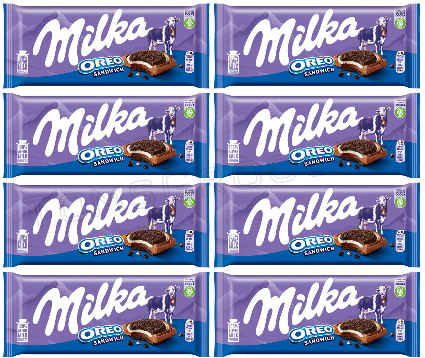 8 MILKA OREO SANDWICH Alpine Milk Chocolate Bar Sweets Candy 92g 3.2oz