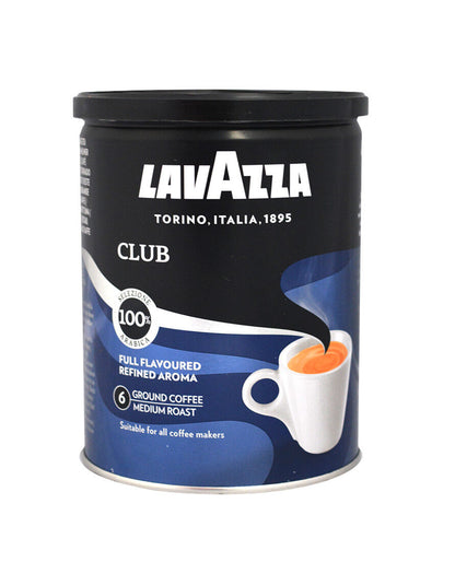 4 x LAVAZZA CLUB Medium Roast Ground Coffee Premium Arabica Tin 250g 8.8oz