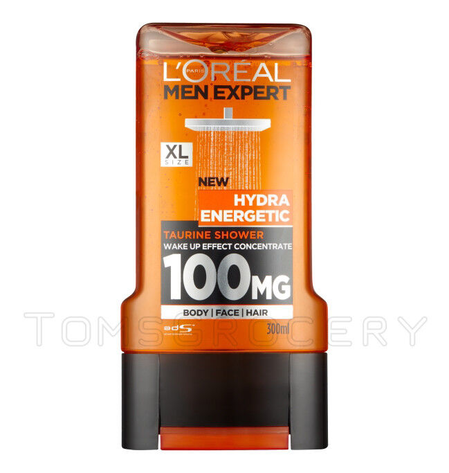 5 LOREAL MEN EXPERT HYDRA ENERGETIC Taurine Shower Gel Bottles 300ml 10fl oz