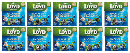 10 LOYD BLACKBERRY & BLUEBERRY Flavor Fruit Tea Pyramid Teabags (200 servings)