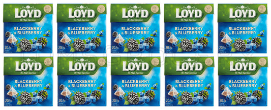 10 LOYD BLACKBERRY & BLUEBERRY Flavor Fruit Tea Pyramid Teabags (200 servings)