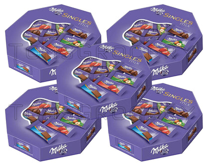 5 x Milka Singles Assorted Mix Mini Chocolate Bars 138g 4.9oz