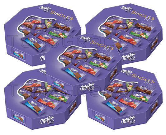 5 x Milka Singles Assorted Mix Mini Chocolate Bars 138g 4.9oz