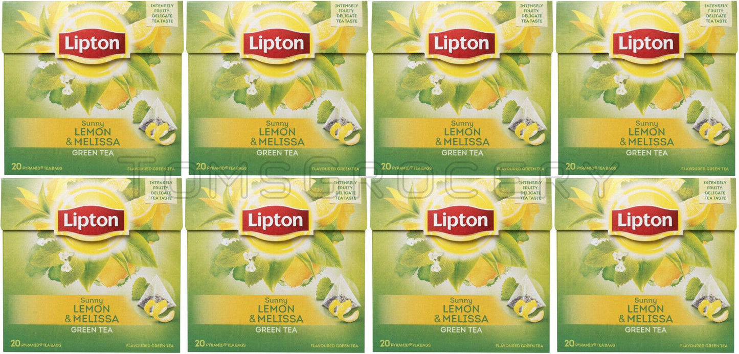 8 LIPTON LEMON & MELISA Flavor Green Tea Silk Pyramid Bags (160 Servings Total)