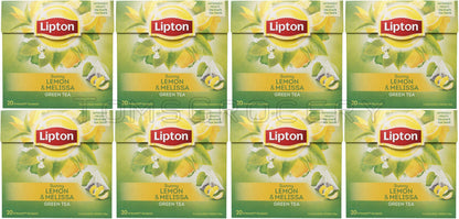 8 LIPTON LEMON & MELISA Flavor Green Tea Silk Pyramid Bags (160 Servings Total)