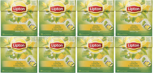 8 LIPTON LEMON & MELISA Flavor Green Tea Silk Pyramid Bags (160 Servings Total)