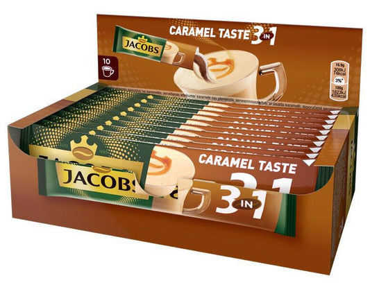 JACOBS CARAMEL TASTE 3in1 Instant Coffee Sticks Box 169g 5.64oz