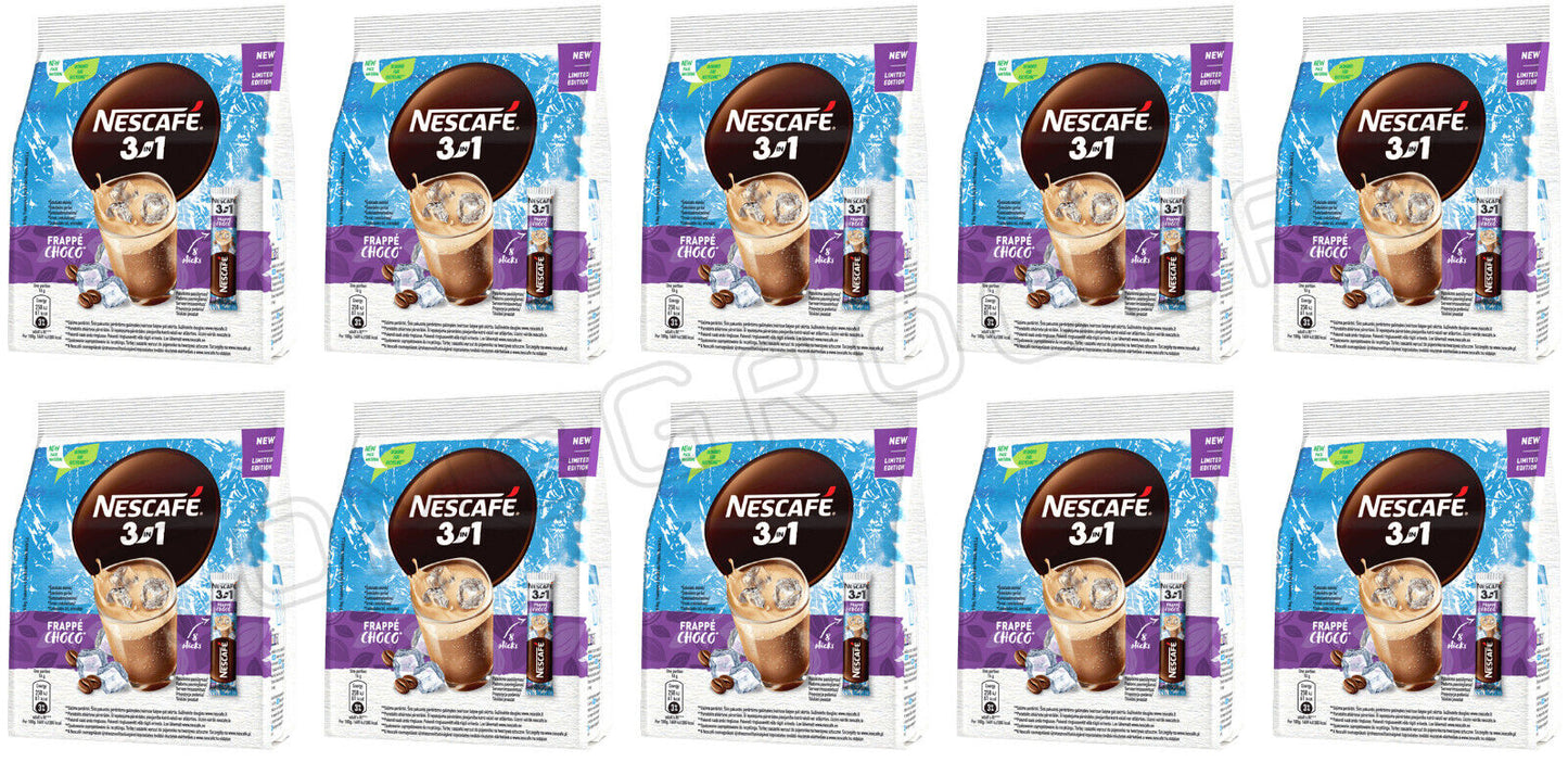 10 NESCAFE FRAPPE CHOCO 3in1 Instant Coffee Drink 128g 4.5oz