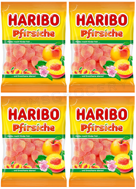 4 HARIBO PFIRSICHE Peach Flavor Sugar Coated Gummy Candy Sweets 175g 6.1oz