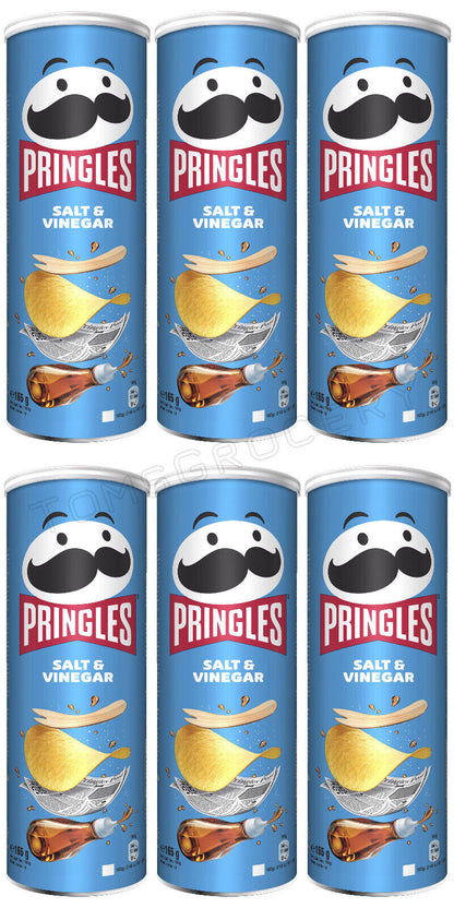 6 PRINGLES SALT & VINEGAR Flavor Potato Chips Snacks Crisps Full Tube 165g 5.8oz