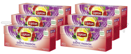 6x LIPTON Exotic Passion Dragonfruit Passionfruit & Aronia Flavor Tea 20 Teabag